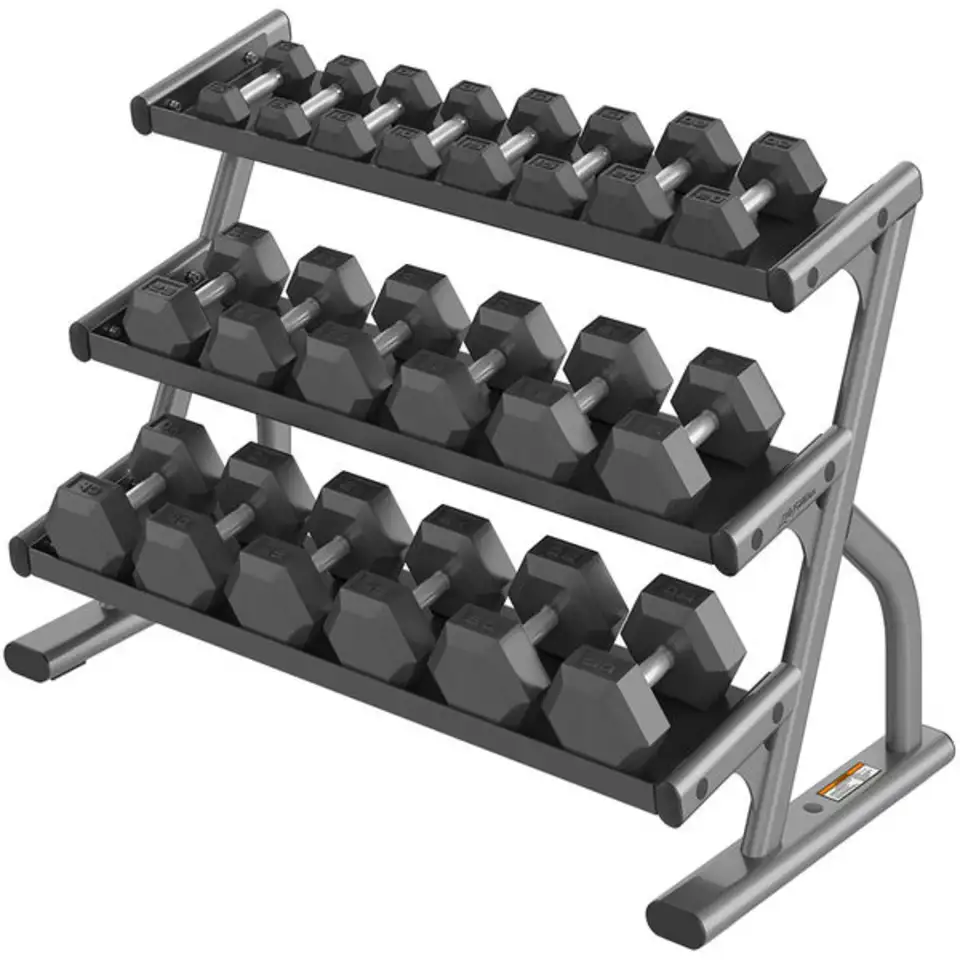 78-042-axiom-series-three-tier-hex-dumbbell-rack-1-1- Vízszintes kézisúlyzó-tartó állvány - Image 1